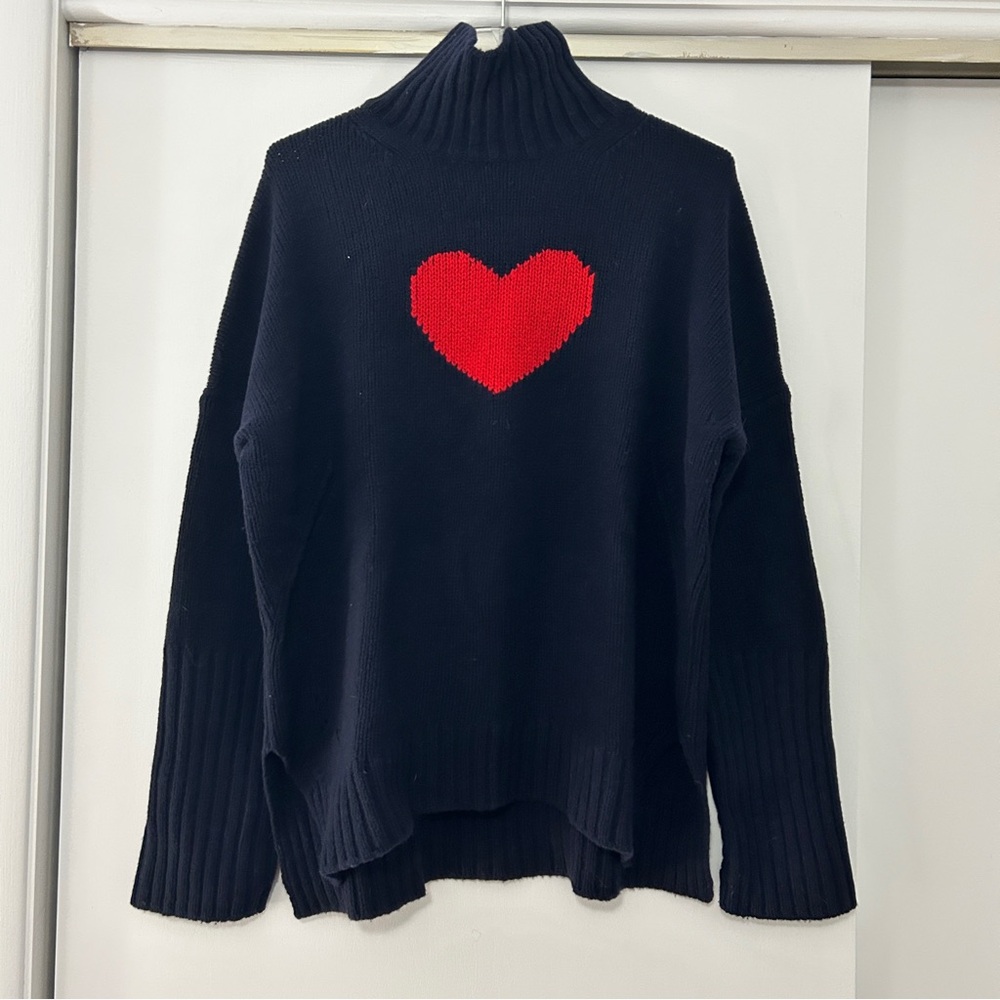Zadig & Voltaire Navy Sweater with Red Heart